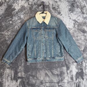 Vintage Polo Ralph Lauren Jean Jacket Sherpa Lined Long Sleeve Large 15941